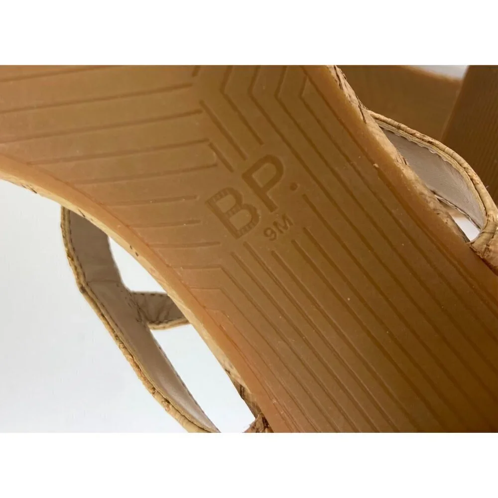 BP Cork Block Heeled Open Toe Strappy Slingback Sandals Size 9